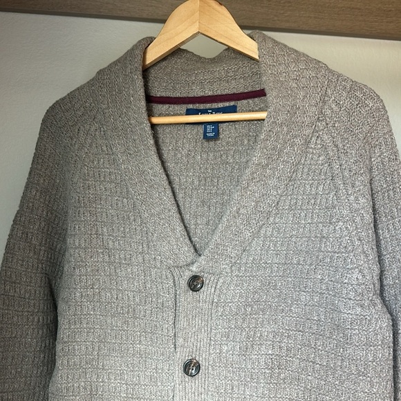 Savile Row Company Lambswool Blend Cardigan Sweater Small Brown Shawl Collar - Picture 3 of 12